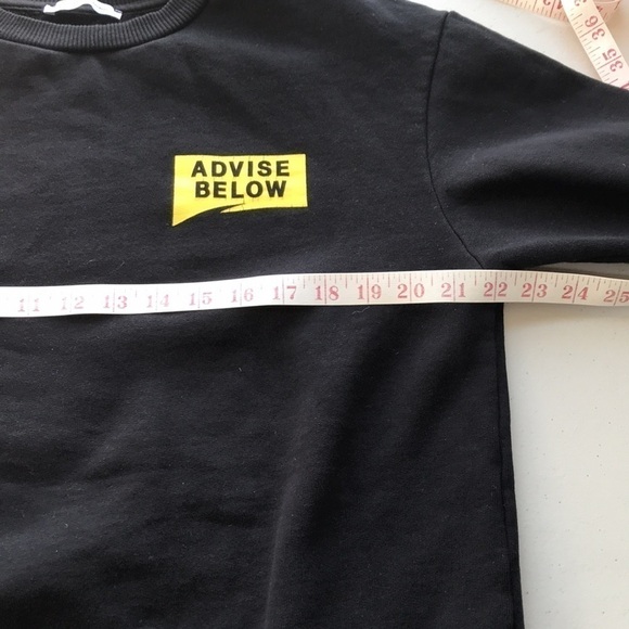 Zara Trafaluc Advise Below Black Crew Neck Sweatshirt Medium - Picture 10 of 11